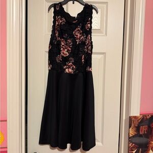 Francesca's Collections Black and Pink Floral Mini Dress